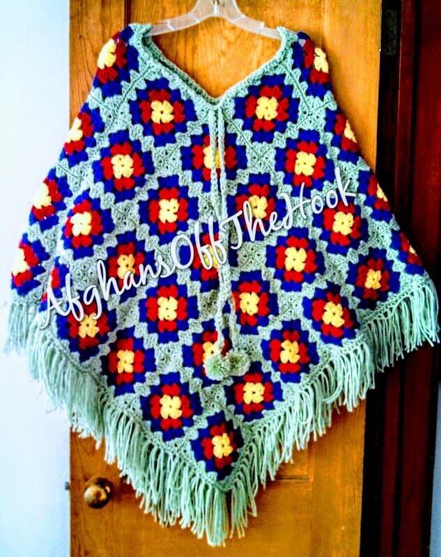 Crochet Granny Square Poncho Pattern, Poncho Pattern