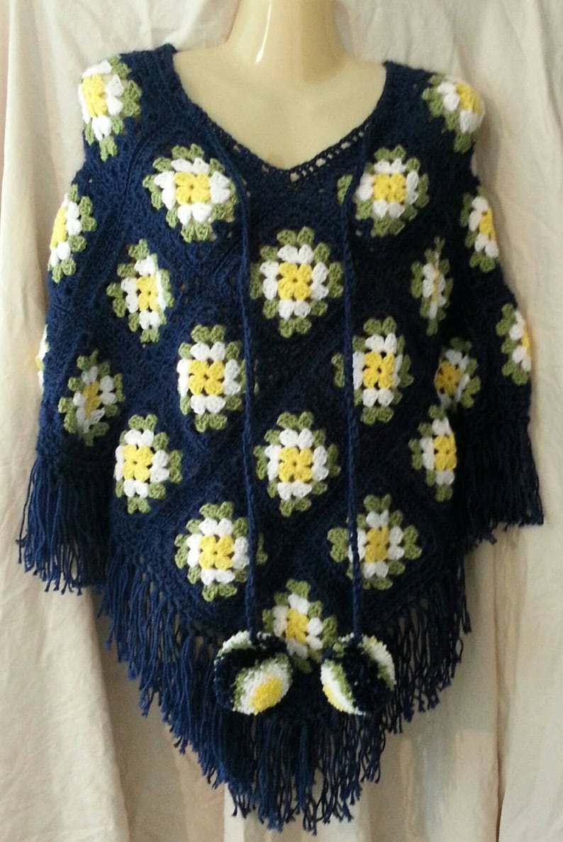 Crochet Granny Square Poncho Pattern Poncho Pattern Crochet Etsy