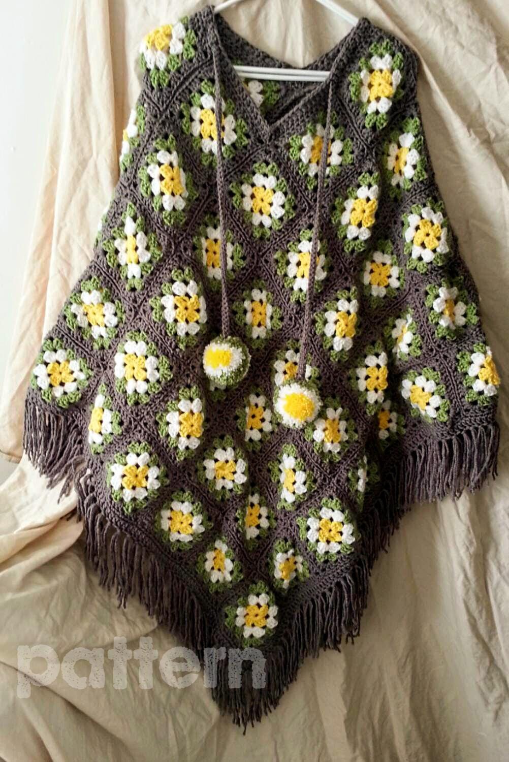 Crochet Granny Square Poncho Pattern, Poncho Pattern Crochet Granny Square Poncho Pattern, Poncho Pattern