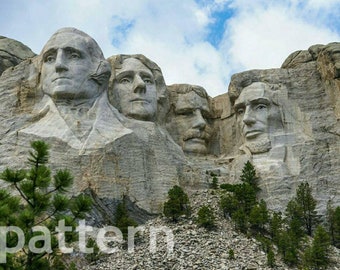 Mount Rushmore cross stitch pattern, pattern keeper, monument pattern, pdf pattern, counted cross stitch pattern, landscape cross stitch,