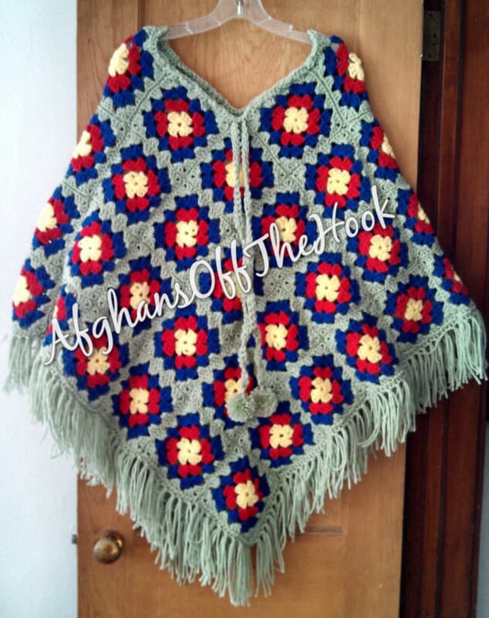 Crochet Granny Square Poncho Pattern Poncho Pattern Crochet Etsy
