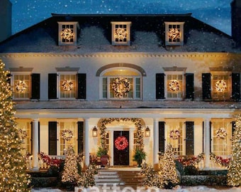 Christmas house cross stitch pattern, cross stitch pattern, counted cross stitch, pattern keeper, Christmas lights, decorated house