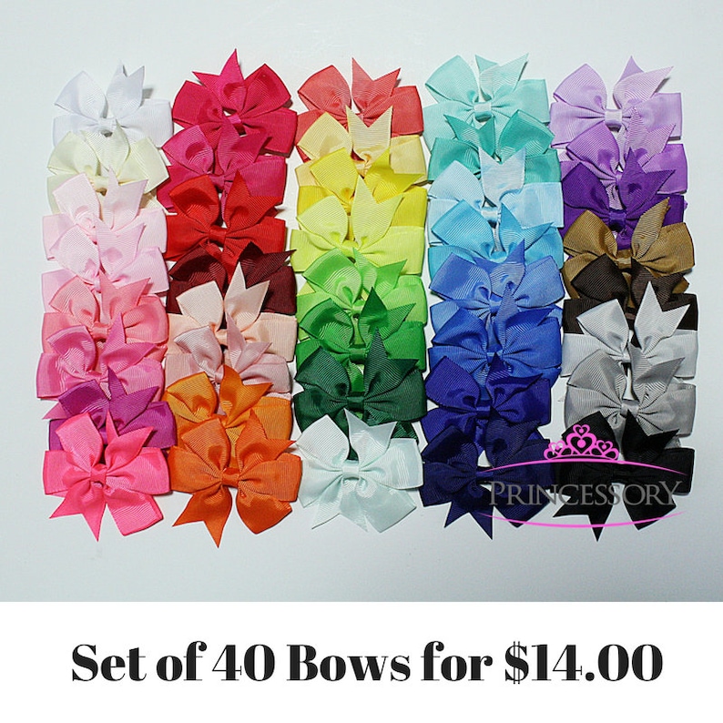 Hair Bows SET of 40 Baby Bows Toddler Hair Bows Baby Etsy