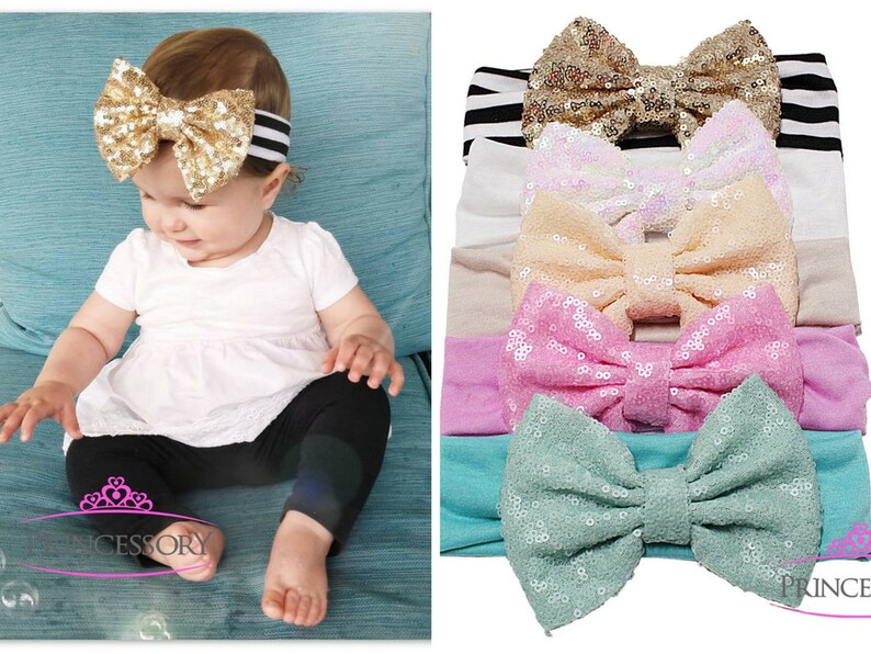 Baby Girl Headband Baby Headband Sequin Bow Headband Etsy