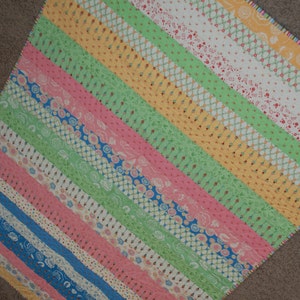 FREE SHIPPING!  Scrappy Strips Baby Girl Quilt, Toddler Girl Quilt, Simple Colorful Quilt