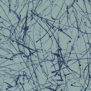 FREE SHIPPING!  Collage Abstract Paint Doodles on Sky Blue, 1 Yard Cut, Janet Clare for Moda #16958-14