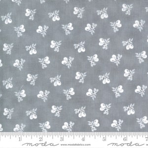 Urban Farmhouse Gatherings II Small White Plum and Leaf Print on Dove Grey