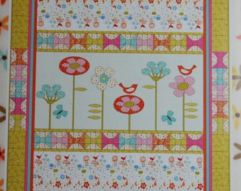 FREE SHIPPING!  Garden Party Quilt Pattern, Row Quilt, Twin Quilt Pattern from Coach House Designs