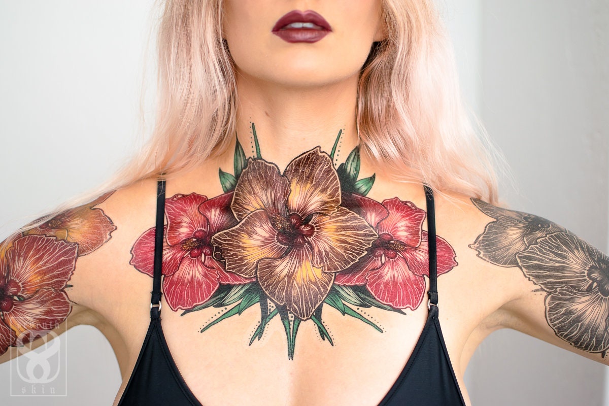 Tropical Hibiscus Tattoo Design Template Digital Download Tropical Hibiscus Tattoo Design Template Digital Download