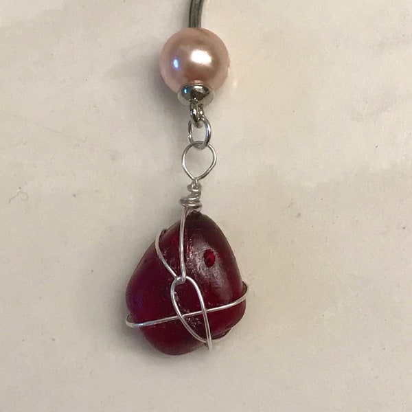 Red sea glass Bellyring