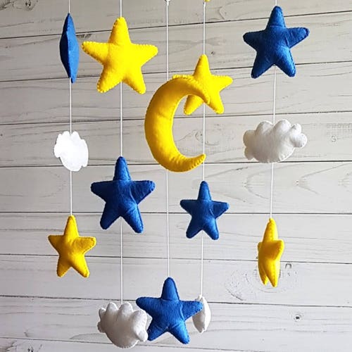 Moon, Star and Cloud Mobile - Grey/Yellow main image 1