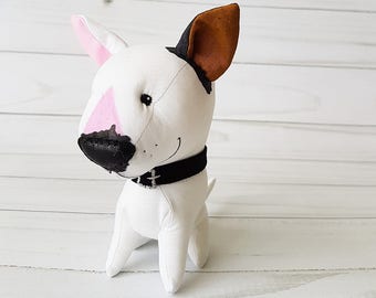 Inglés bull Terrier perro de peluche juguete peluche animal cachorro perro peluche animales juguete Pitbull regalo de cumpleaños él, perro peluche personalizado