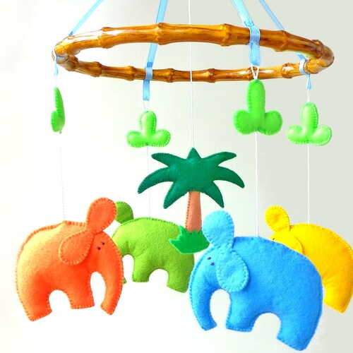 Handmade Baby Crib Mobile Elephant Nursery Mobile Elephant Etsy