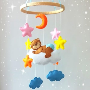 Bear baby crib mobile, Nursery baby crib mobile, Nursery decor, handmade Baby crib mobile, Baby shower gift, New baby gift