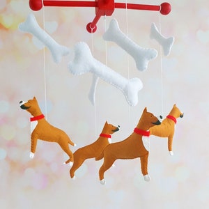 Amstaff baby crib mobile nursery, American Staffordshire Terrier baby decor, Dog baby mobile, Animal crib mobile,Felt nursery cot mobile