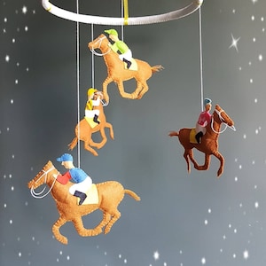 Horse Rider Baby crib mobile, Nursery Animal mobile, Felt baby mobile, Hanging baby mobile, Nursery decor mobile, Cot felt mobile