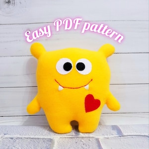 Cute plush toy monster easy pattern Plush soft toy Pattern  PDF tutorial Sewing Pattern Ornament Felt stuffed animals pattern