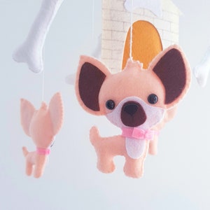 Nursery baby crib mobile dogs Chihuahua puppy, Animals baby mobile, Cute dogs mobile cot, Hanging baby felt mobile
