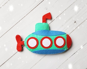 Felt submarine toy felt vehicles eco friendly toy under the sea toy sea baby shower submarine nursery nautical toy felt toys