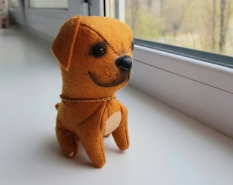 dog boxer felt toy, stuffed dog boxer, plush dog boxer, soft dog boxer, cute dog boxer, dog boxer LOVE