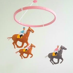 baby crib mobile nursery horse crib mobile horse and rider felt horse stuffed horse mobile