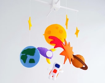 Space Baby crib mobile, Galaxy nursery crib mobile, Felt handmade mobile, Hanging decor mobile, Baby shower gift, Colorful mobile