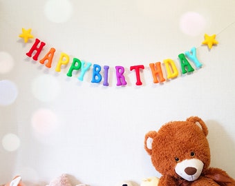 Feliz cumpleaños sentido banner guirnalda niños cumpleaños carta banner personalizado banner arco iris banner