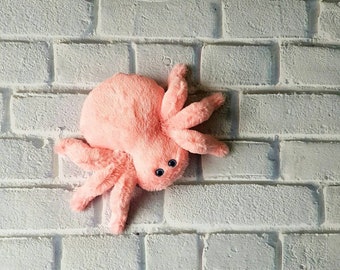 Cute litlle pink spider toy, Teddy plush spider, Soft toy spider, Stuffed toy spider, Baby toy spider, Halloween spider, Choose any color