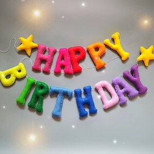 Feliz cumpleaños sentido banner guirnalda niños cumpleaños carta banner personalizado banner arco iris banner