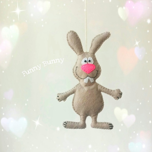 felt toy bunny, easter bunny ornament, magnet bunny, easter hare, easter decoration, easter decor, felt toy, funny bunny, stuffed animal