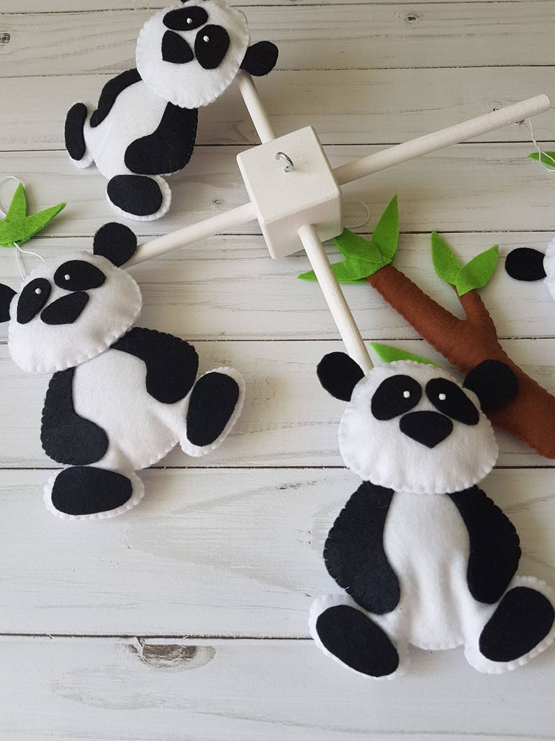 Panda Baby Crib Mobile Nursery Cot Boy Shower Gift Felt Woodland - Etsy