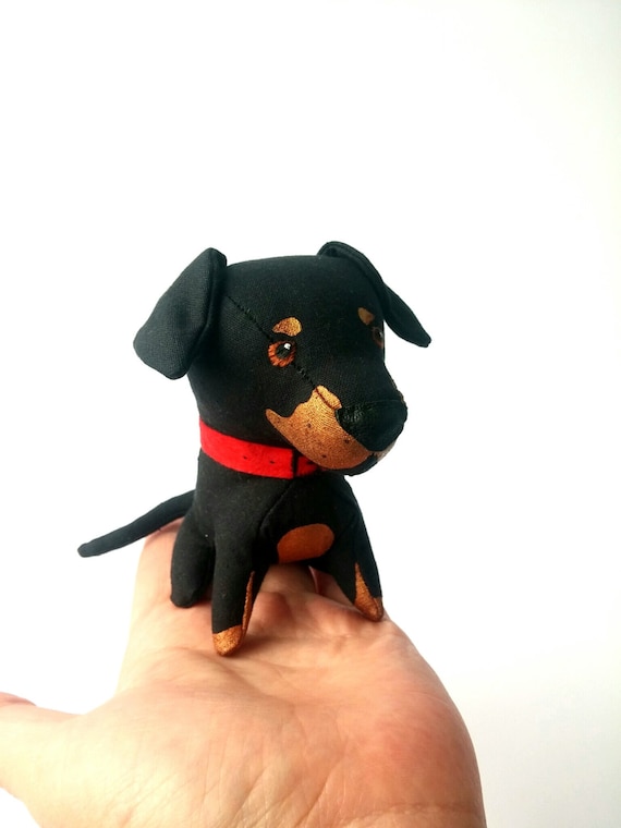 Puppy Doberman Pinscher Dog Stuffed Animal Cute Dog Black Dog Toy