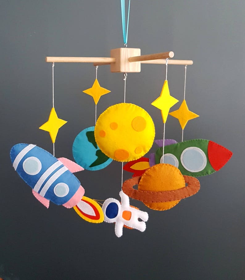 Baby Crib Mobile Nursery Space Mobile Felt Cot Crib Mobile Etsy UK