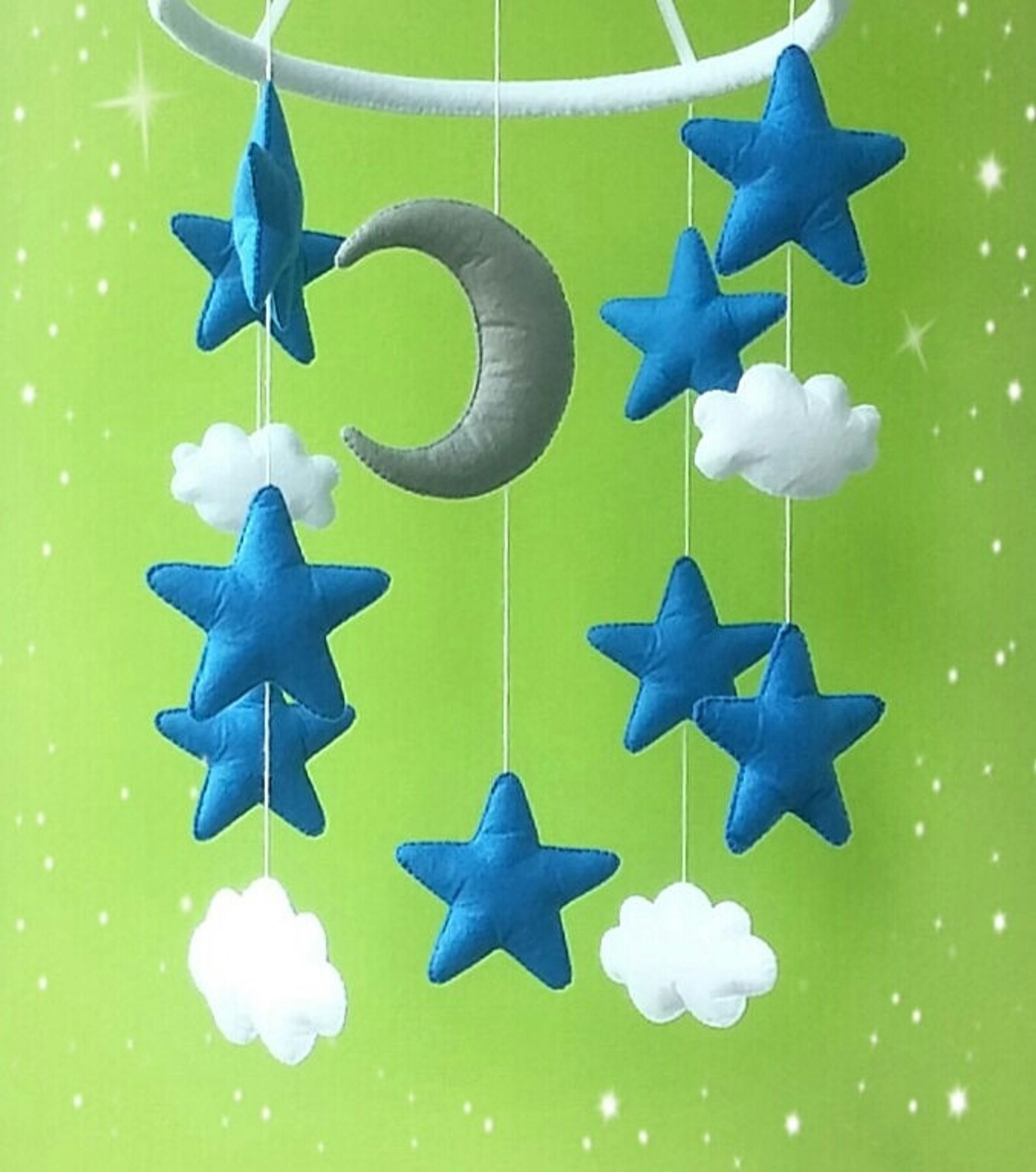 Baby mobile crib Star navy gray moon Nursery cot decor Cloud Etsy