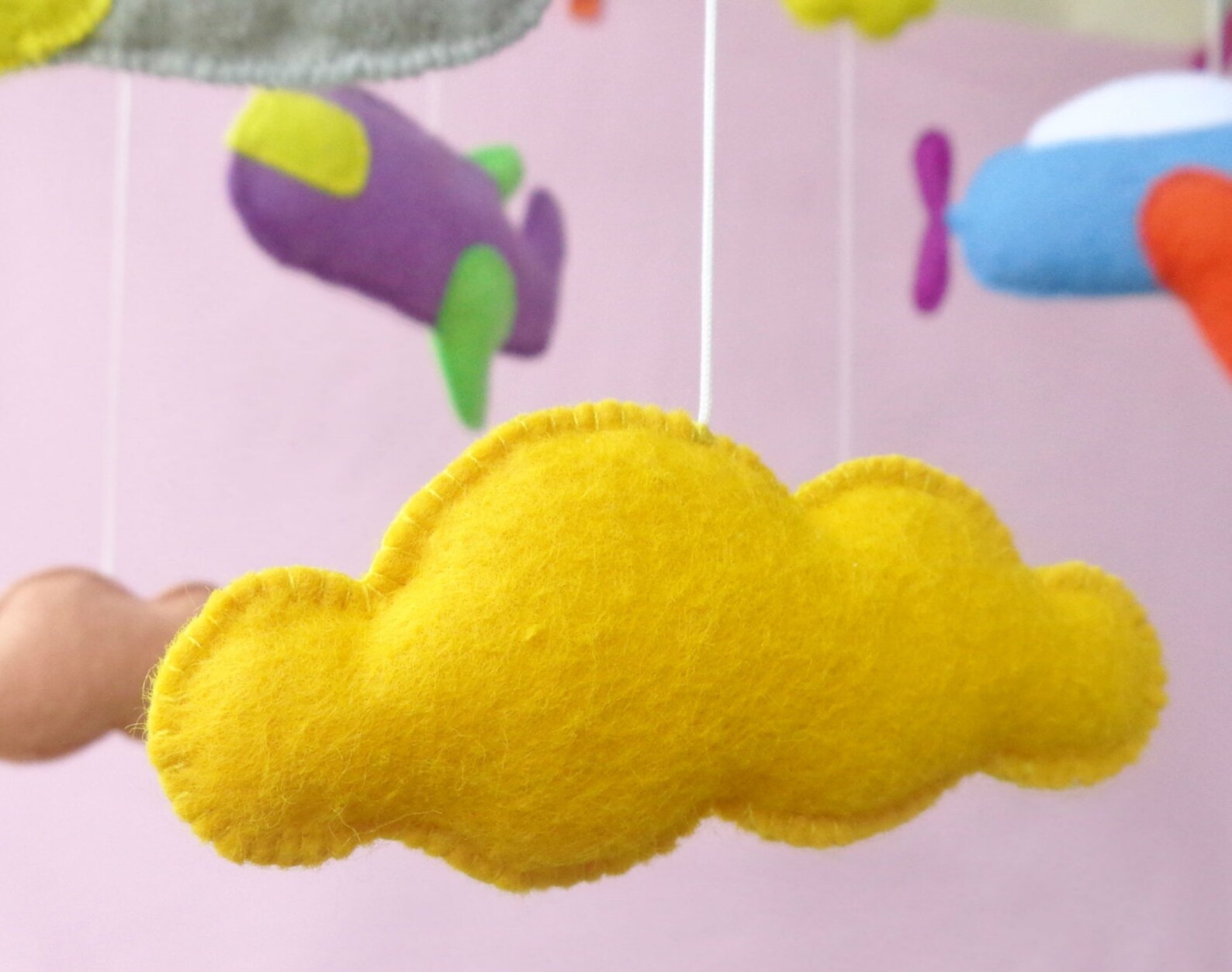 Airplane Baby Crib Mobile Cloud Crib Mobile Boy Nursery Mobile Etsy