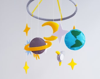 Space baby crib mobile Nursery Felt Cot Hanging