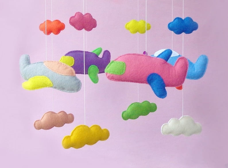Airplane Baby Crib Mobile Cloud Crib Mobile Boy Nursery Mobile Etsy
