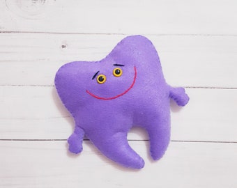 purple felt Tooth Fairy Pillow girl tooth pillow boy felt tooth soft toy tooth loose tooth toy personalized tooth custom tooth  tooth pillow