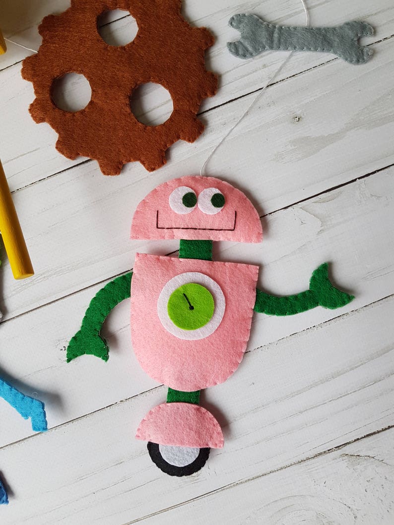 Robots baby crib mobile Nursery Handmade Felt New baby gift Etsy