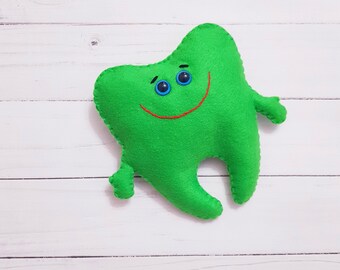 Light green felt Tooth Fairy Pillow girl boy felt tooth soft toy tooth loose tooth toy personalized tooth custom tooth  tooth pillow