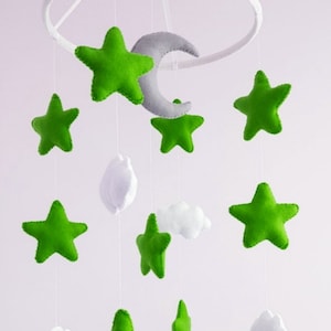 Cuna bebé móvil estrella verde luna gris decoración cuna nube colgante móvil decoración de vivero Elija cualquier color