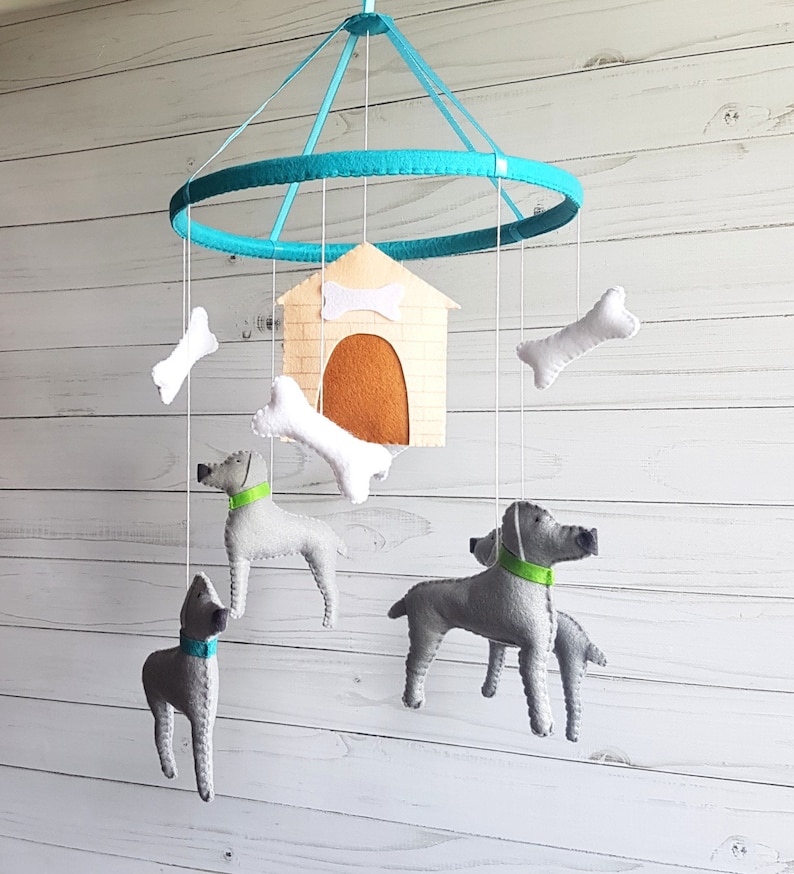 Dog baby crib mobile weimaraners Nursery felt Animals