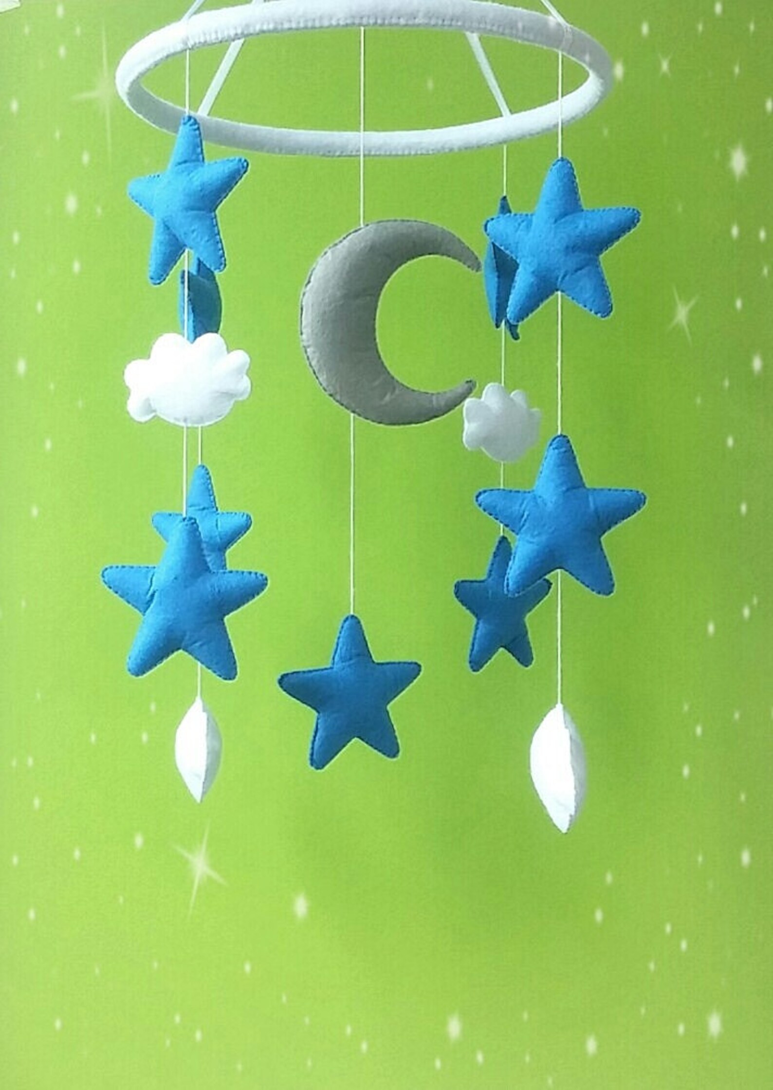 Baby mobile crib Star navy gray moon Nursery cot decor Cloud Etsy