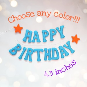 Banner de feltro de feliz aniversário, guirlanda, banner de carta de aniversário infantil, banner personalizado, banner de arco-íris