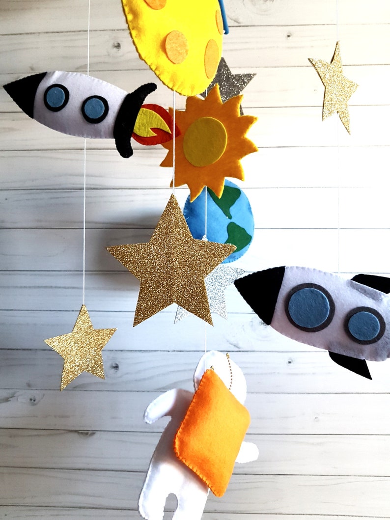 Galaxy baby crib mobile Astronaut Glitter star Space rocket Etsy