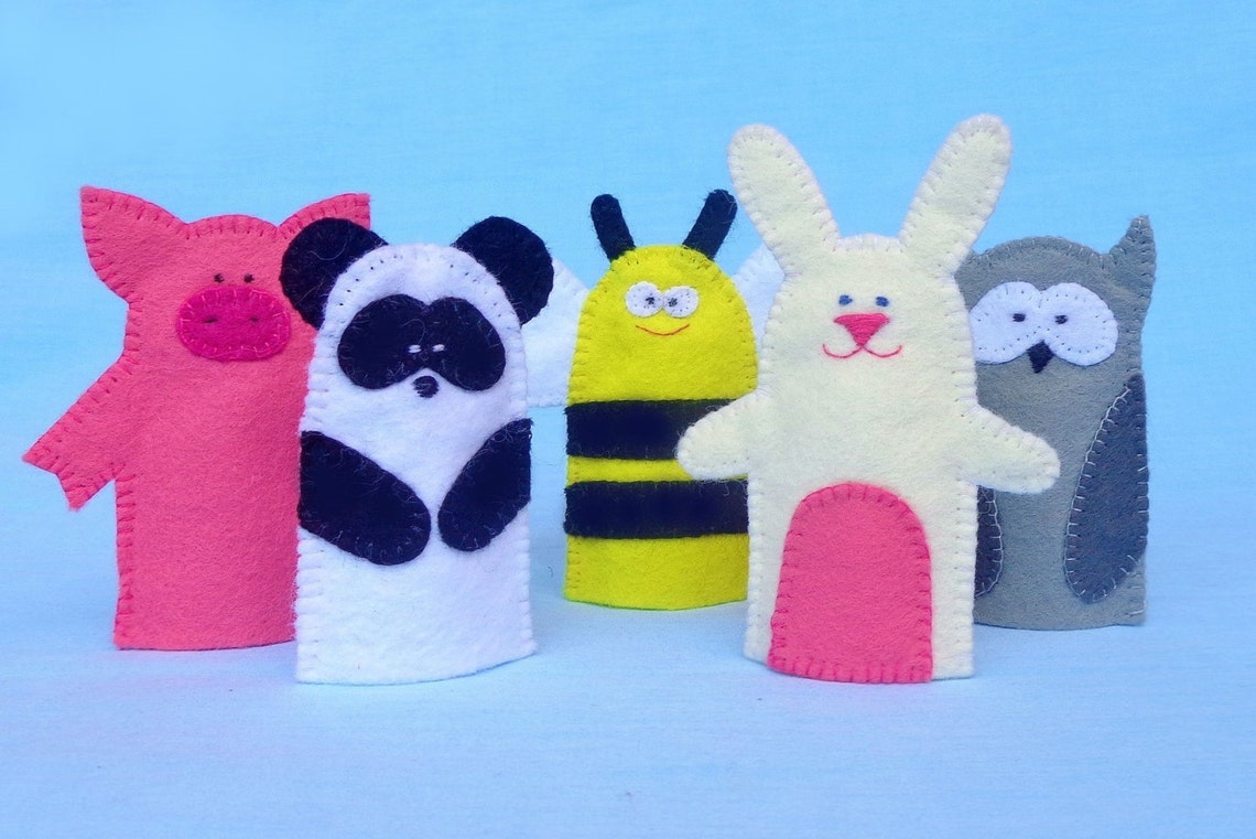 5 Forest Animals Finger Puppets Set Felt Finger Puppets Toy Etsy