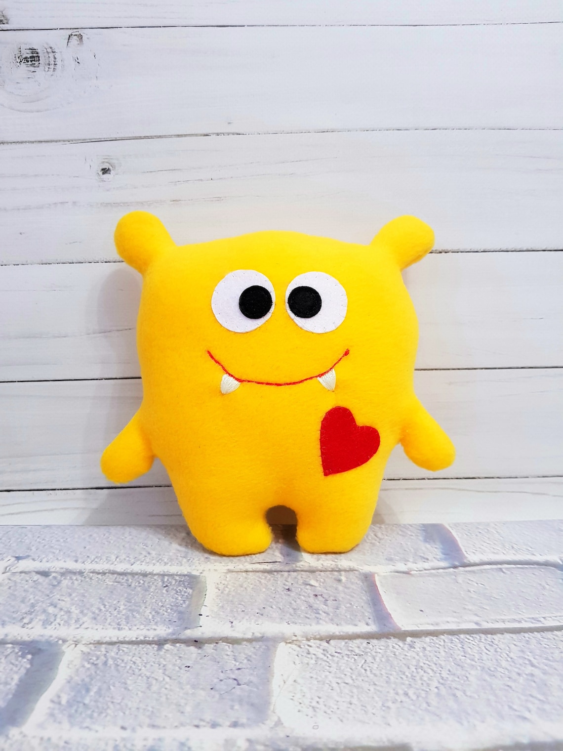 Cute Plush Toy Monster Stuffed Soft Monster Yellow Baby Toy Etsy