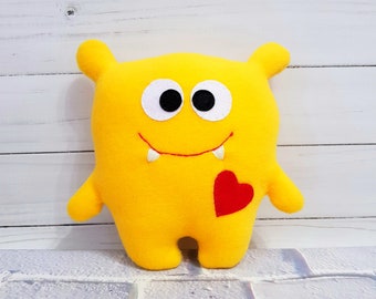 Cute plush toy monster Stuffed soft monster yellow baby toy Baby shower gift funny cute toy A gift for lovers