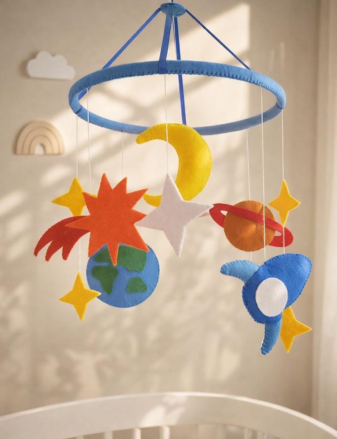 Space Baby Mobile for Crib, Felt Nursery Mobile Solar System Baby ...