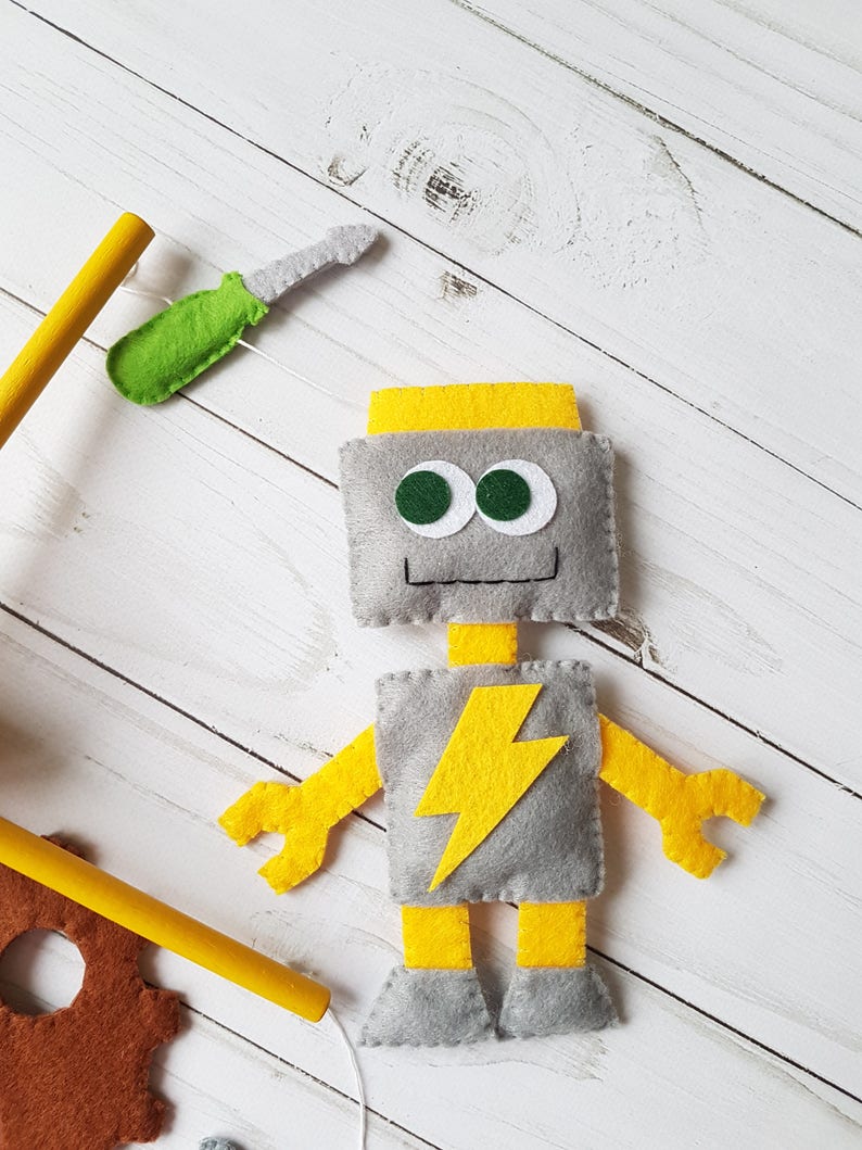 Robots Baby Crib Mobile Nursery Handmade Felt New Baby Gift Etsy